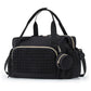 Black Large Quilted Diaper Bag Tote - Multi-functional Travel Baby Bag with Changing Pad and Pacifier Pouch - Stylish Hospital Bag for Labor and Delivery