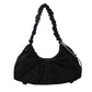 Black Large Capacity Ruched Travel Duffel Bag - Stylish Yoga Mat Storage Shoulder Bag - Lightweight Gym Fitness Tote with Drawstring Detail for Weekend Getaways and Sports