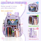 Heavy Duty Clear Transparent Backpack with Purple - Large Capacity PVC Bookbag for School, Stadium, and Gym - Fits 16-Inch Laptop, Binders and A4 Books
