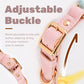 Sky Blue Hand-Woven Rainbow Cotton Rope Dog Leash and Collar Set - Adjustable Veg-Tanned Leather Trim with Heavy Duty Metal Hardware - 150cm Training Lead and S Size Collar