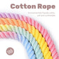 Sky Blue Hand-Woven Rainbow Cotton Rope Dog Leash and Collar Set - Adjustable Veg-Tanned Leather Trim with Heavy Duty Metal Hardware - 150cm Training Lead and S Size Collar