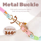 Light pink Hand-Woven Rainbow Cotton Rope Dog Leash and Collar Set - Adjustable Veg-Tanned Leather Trim with Heavy Duty Metal Hardware - 150cm Training Lead and S Size Collar