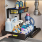 2-Tier Under Sink Organizer and Storage - Heavy Duty Metal Pull-Out Cabinet Organizer, L-Shaped Sliding Drawer Rack for Kitchen, Bathroom, and Pantry - White