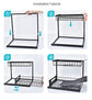 2-Tier Under Sink Organizer and Storage - Heavy Duty Metal Pull-Out Cabinet Organizer, L-Shaped Sliding Drawer Rack for Kitchen, Bathroom, and Pantry - White