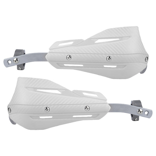 Professional Universal Motorcycle Handguards for Honda CC110 Cross Cub - Heavy Duty Aluminum Alloy Anti-Collision Brush Guards, Carbon Fiber Style Handlebar Protectors for Dirt Bikes and Off-Road Motorcycles - 1 Pair—White