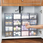 2-Pack Stackable PET Clear Makeup Organizer Drawers - Multi-Purpose Desktop Storage Case for Cosmetics, Skincare, and Office Supplies - Dustproof Vanity Organizer with Pull-Out Handles and Anti-Slip Base