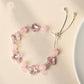Natural Pink Crystal Four-Leaf Clover Bracelet - Elegant Adjustable Silver-Tone Bolo Jewelry for Women - Versatile Quartz Bead Charm Bracelet, Perfect Mother&