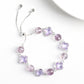 Natural Purple Crystal Four-Leaf Clover Bracelet - Elegant Adjustable Silver-Tone Bolo Jewelry for Women - Versatile Quartz Bead Charm Bracelet, Perfect Mother&