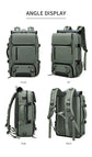Army Green Large Capacity 16-Inch Laptop Travel Backpack - Anti-Theft Professional Business Bag with Spring Buckle - Durable Oxford Cloth Outdoor Rucksack for Men and Women