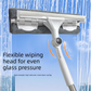 2 PCS Professional 2-in-1 Window Squeegee with 137cm Extension Pole - 360 Degree Rotatable High-Rise Window Cleaner with Microfiber Scrubber and Streak-Free Silicone Blade
