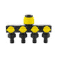 2pcs Yellow 4-Way Garden Hose Splitter - Multi-Outlet Tap Manifold with Individual Control Valves - Universal Fit for 1/2 inch 3/4 inch and 1 inch Taps - Durable ABS Irrigation Water Distributor