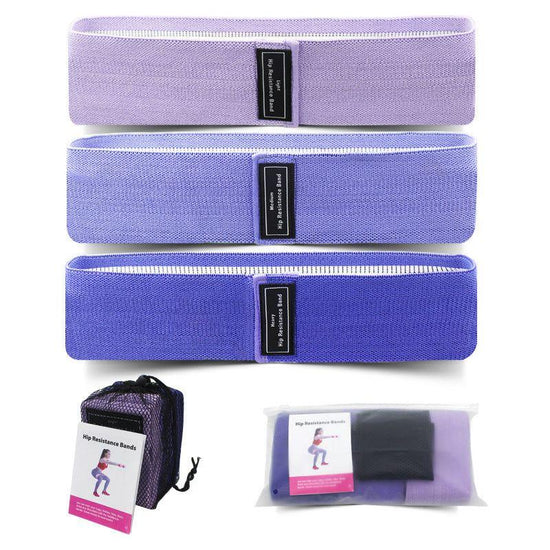 Purple Colour Scheme Fabric Resistance Bands Set - 3 Levels Non-Slip Hip Bands for Strength Training