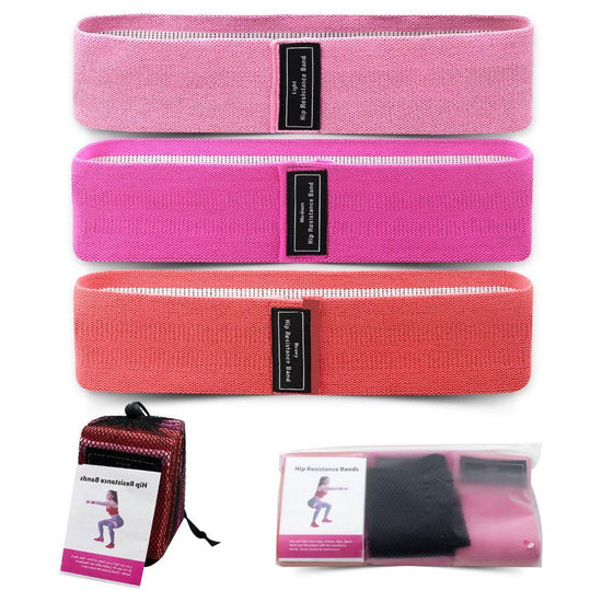 Red Colour Scheme Fabric Resistance Bands Set - 3 Levels Non-Slip Hip Bands for Strength Training