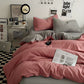 Pink-grey 1.5m Bed Fitted Sheet Set with 200x230cm Duvet Cover - 4-Piece Bedding Set