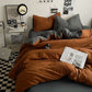 Brown-grey 1.5m Bed Fitted Sheet Set with 200x230cm Duvet Cover - 4-Piece Bedding Set