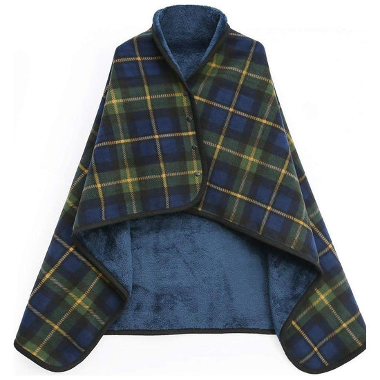Green-blue Rasa 100x140cm Wearable Fleece Blanket - Soft, Warm & Anti-Pilling, Stylish Plaid Design