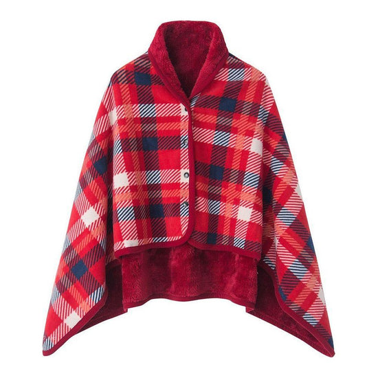 Red Rasa 100x140cm Wearable Fleece Blanket - Soft, Warm & Anti-Pilling, Stylish Plaid Design