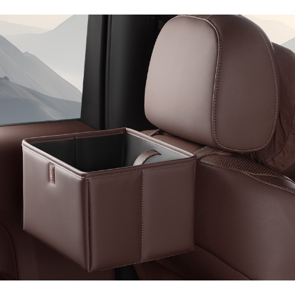 Brown Foldable Car Trash Bin and Storage Box - 23x17x15cm, Space-Saving, Convenient Design