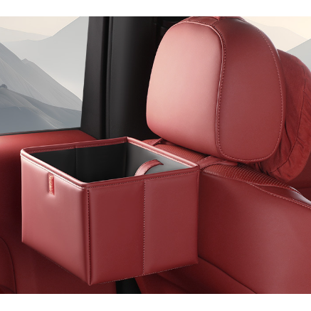 Red Foldable Car Trash Bin and Storage Box - 23x17x15cm, Space-Saving, Convenient Design