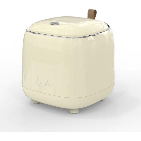 Light Yellow Desktop Trash Bin with Lid - Press-Down Design, Portable for Car and Home Use