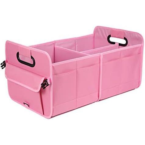 Pink Foldable Car Storage Organizer Basket - 55x32x32cm with Handles, Easy to Fold