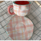 White Background Little Heart 300ML Underglaze Hand-Pinched Cup and Saucer Set - Ceramic Coffee Mug Milk Cup Breakfast Set
