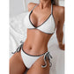 S White Sexy Halter Backless High-Waisted Bikini Set - Women&