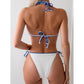 XL Blue Sexy Halter Backless High-Waisted Bikini Set - Women&