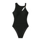 S Black Conservative One-Piece Swimsuit Women Solid Color Slim Fit Bikini Swimwear