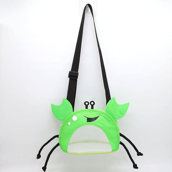 3 PCS Green Cute Crab Mesh Beach Bag for Kids - Shell Collecting Sand Toy Bag for Toddlers