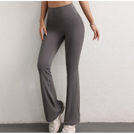 M Grey High Waist Flare Yoga Pants - Women&