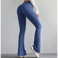 L Blue High Waist Flare Yoga Pants - Women&
