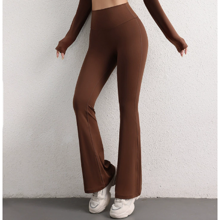S Brown High Waist Flare Yoga Pants - Women&