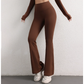 L Brown High Waist Flare Yoga Pants - Women&