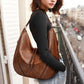 Brown Mother and Child Bag Two Piece Set Distressed Faux Leather Hobo Bag - Large Capacity Shoulder Bag for Women