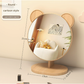 Cartoon Bear Ear Glasses Tabletop Makeup Mirror - Large Wooden Swivel Vanity Mirror for Desk