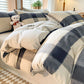 Ancient Castle Thick Brushed Cotton 4-Piece Bed Sheet Set (1.5m Bed) - Fits 200x230cm Duvet