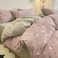 Pink-grey Thick Brushed Cotton 4-Piece Bed Sheet Set (1.5m Bed) - Fits 200x230cm Duvet