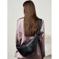 Middle Black Stylish Croissant Crossbody Bag - Elegant Horn-Shaped Design with Lazy Chic Vibes