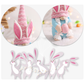 Blue Fat Doll Easter Gnome Doll - Knitted Fabric with Egg and Bunny Ears Decor