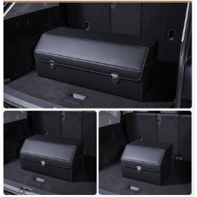 Medium Sized Black Foldable Car Trunk Storage Box - Large Capacity Insertable Rear Organizer