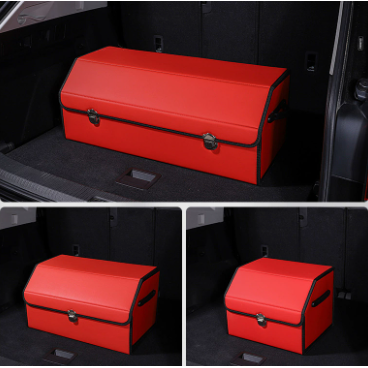 Medium Sized Red Foldable Car Trunk Storage Box - Large Capacity Insertable Rear Organizer
