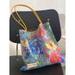 Chic 33x31cm Canvas Tote Bag with Vibrant Floral Design - Casual Shoulder Bag for Everyday Style