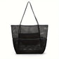Black Double Layer Mesh Beach Bag - Large Capacity