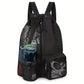 Black Mesh Drawstring Swim Backpack with Wet Bag - Durable Beach Gym Bag for Wet Gear