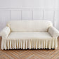 White Single Sofa Bubble Gauze Sofa Cover with Skirt - Full Elastic Dustproof Single Seater 90-140cm