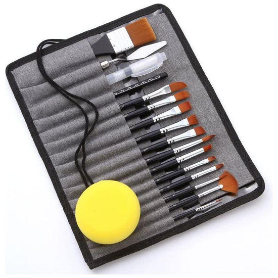 Dark blue with a hint of black 18-Piece Multi-Purpose Nylon Hair Watercolor Brush Set – Professional Painting Tools for Artists