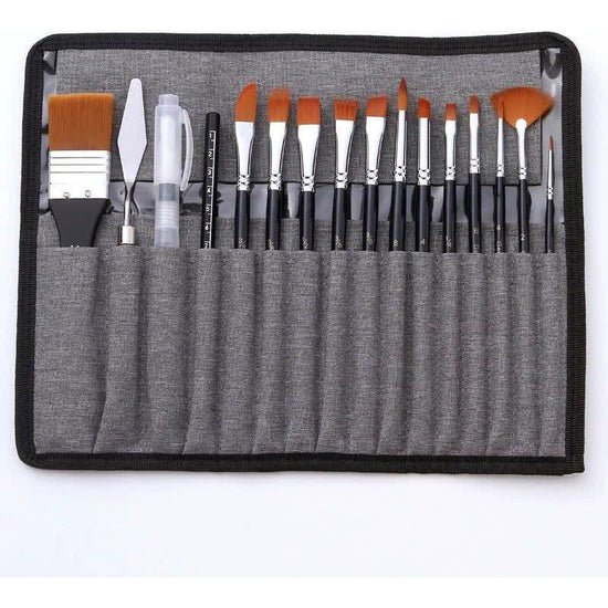 Dark blue with a hint of black 18-Piece Multi-Purpose Nylon Hair Watercolor Brush Set – Professional Painting Tools for Artists