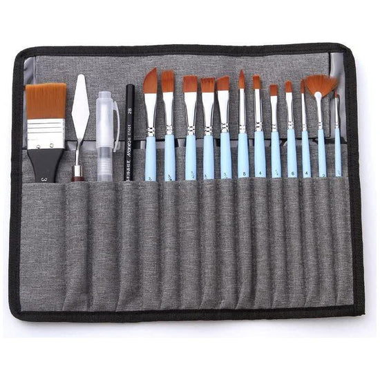Light blue 18-Piece Multi-Purpose Nylon Hair Watercolor Brush Set – Professional Painting Tools for Artists