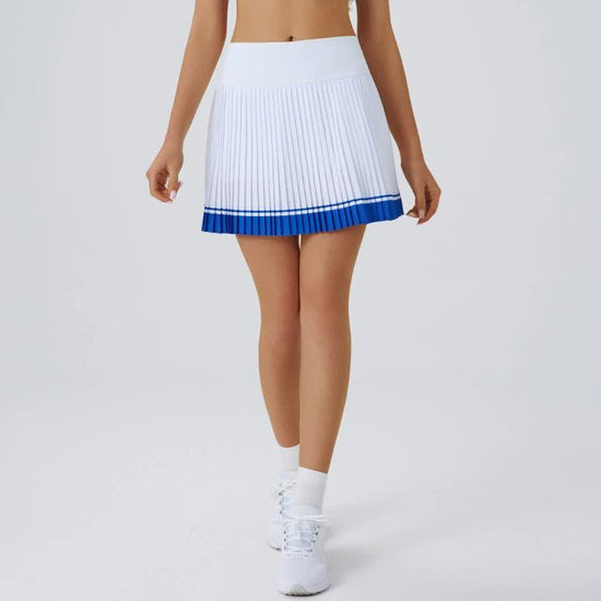 High waist Blue and White pleated skirt | built-in shorts to prevent exposure - suitable for yoga, badminton and golf  Size S